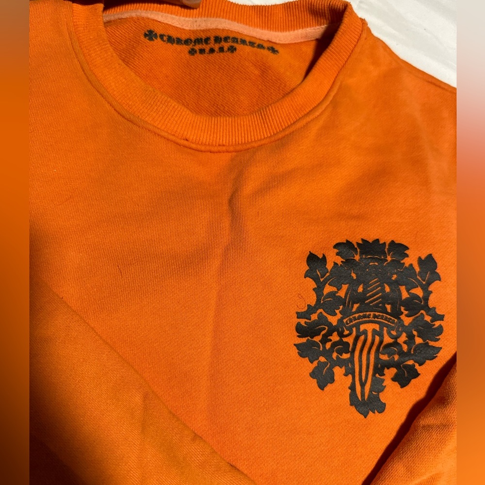 Orange Authentic Chrome Heart Pullover - image 1